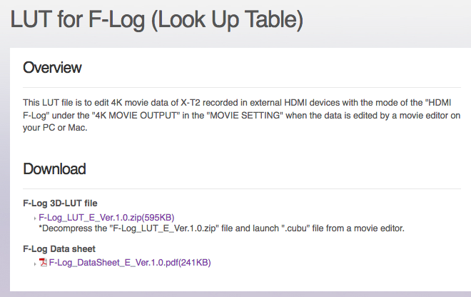 lut-table-fujifilm-x-t2