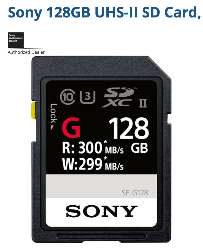  Sony 128GB UHS-II SD Card