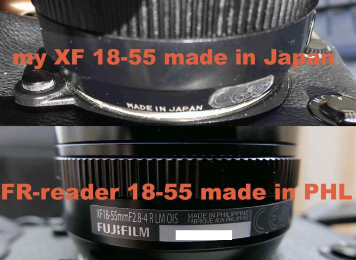 XF18-55 made in Japan (old) and made in Philippines (new)