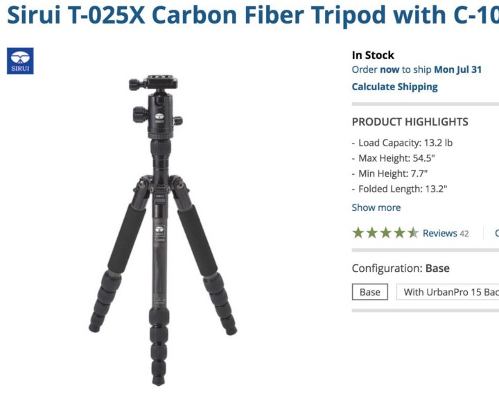 Sirui T-025X, one of the best travel tripods according to the FujiRumors community