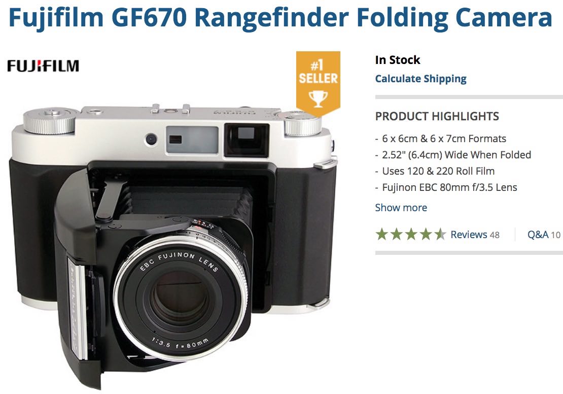 Fujifilm GF670 Rangefinder Film Camera IN STOCK at BHphoto Fuji Rumors