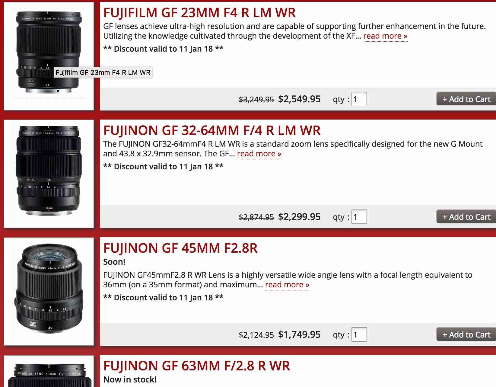 Fujifilm X, GFX 50S and GF Lens Deals in Canada... and USA is Next