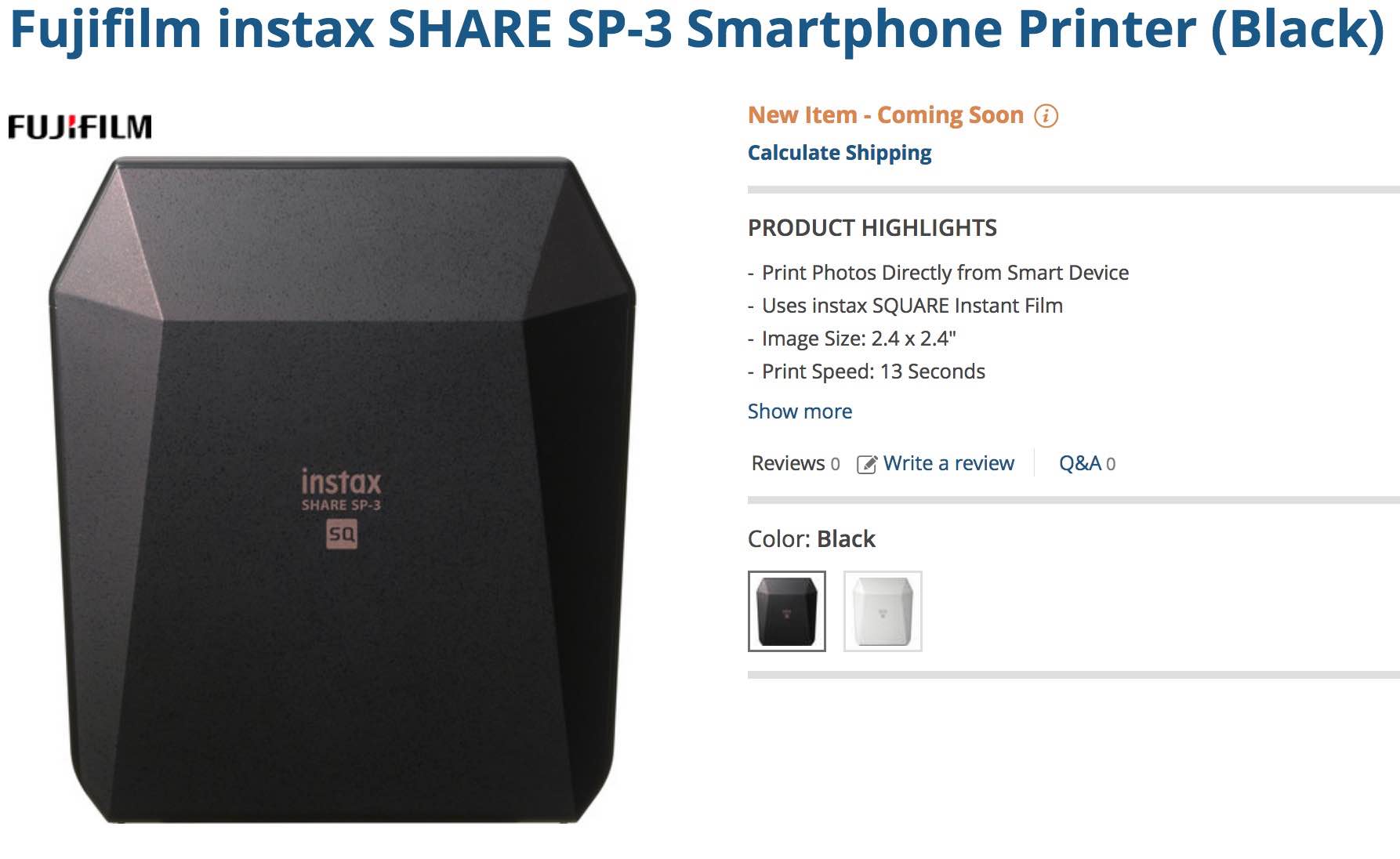 instax SHARE SP-3 ブラック Amazon.com: Fujifilm Instax SP-3 Mobile Printer - Black