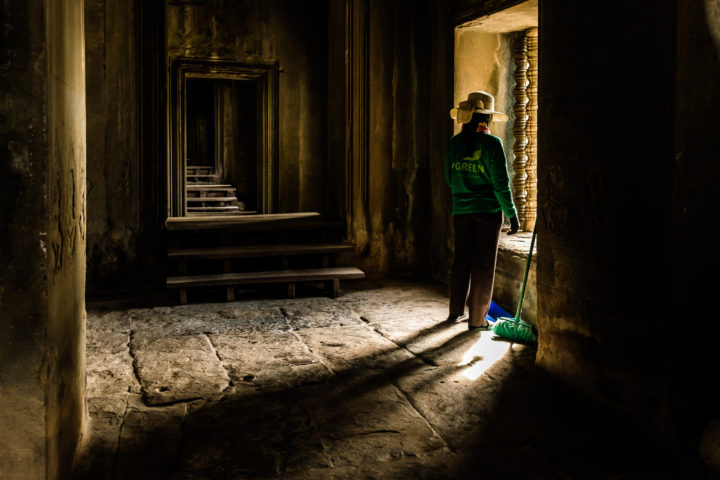 Moments - Cleaner taking a break, Angkor Wat, Cambodia, 2018