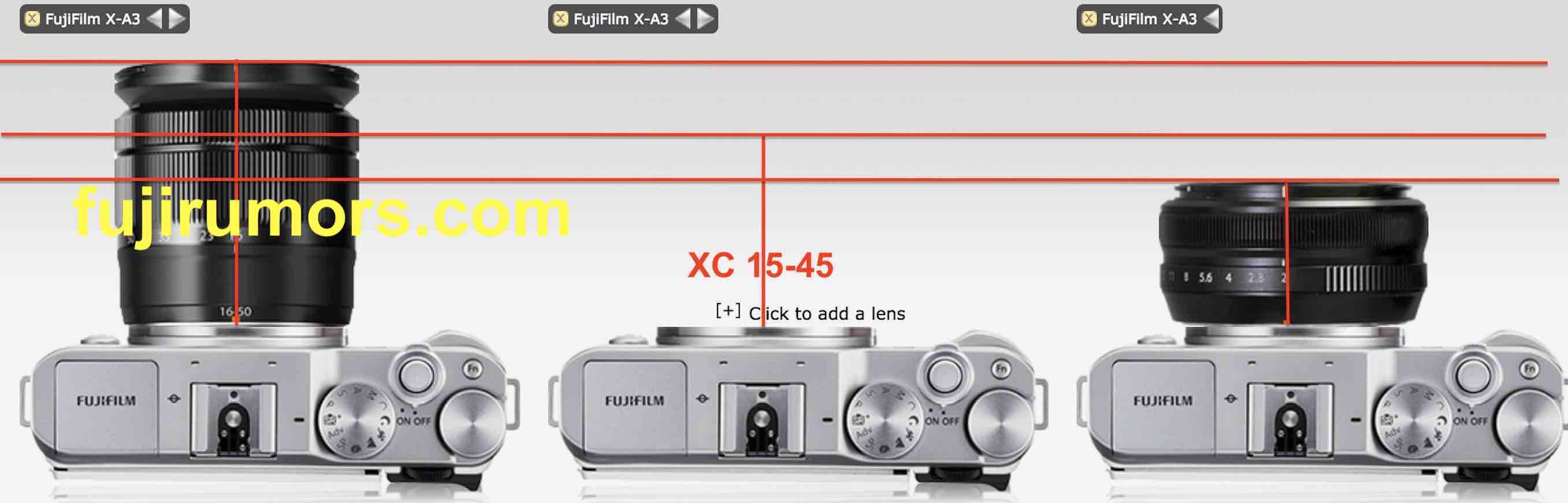 Fujinon XC 15-45 Power Zoom Size Compared to XC 16-50 and XF18mmF2