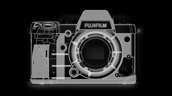 Fujifilm X-H1 with reinforced ribs for use with heavy glass