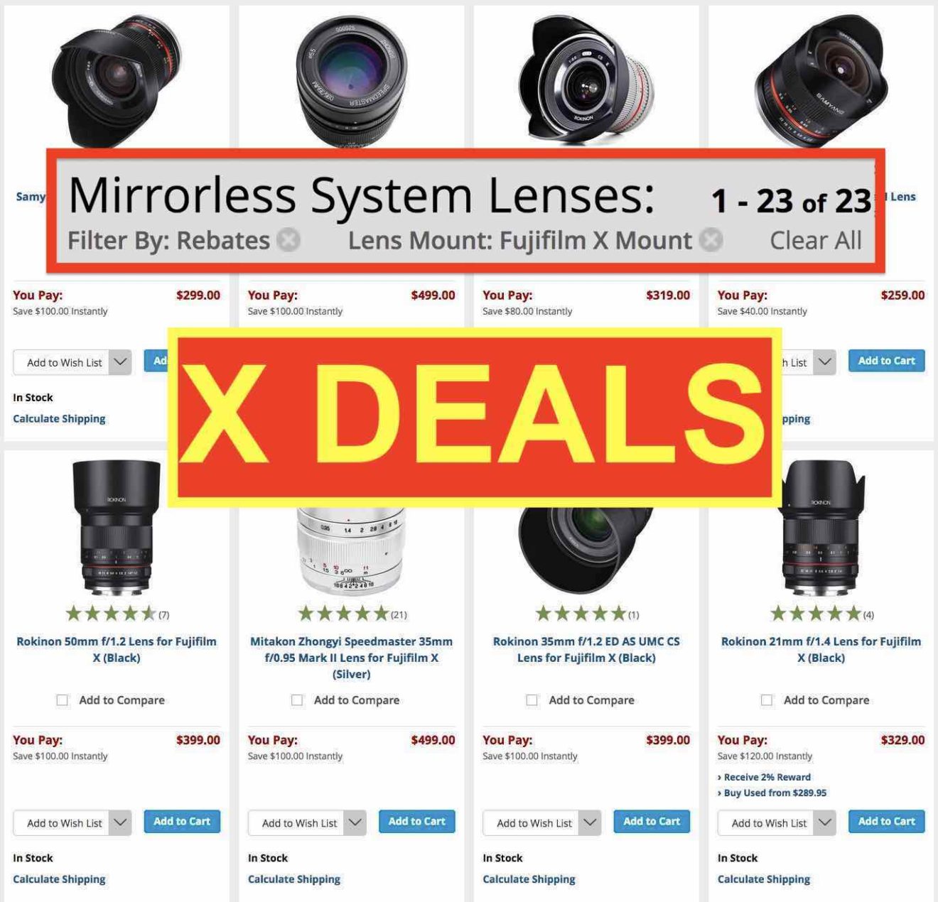 BHphoto Deals on 23 Fujifilm X Third Party Lenses (up to 170 savings