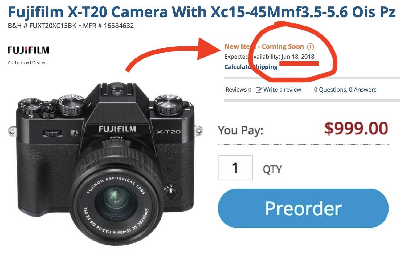 Fujifilm X-T20 with XC 15-45mm Pre-order Available and Shipping June 18 ...