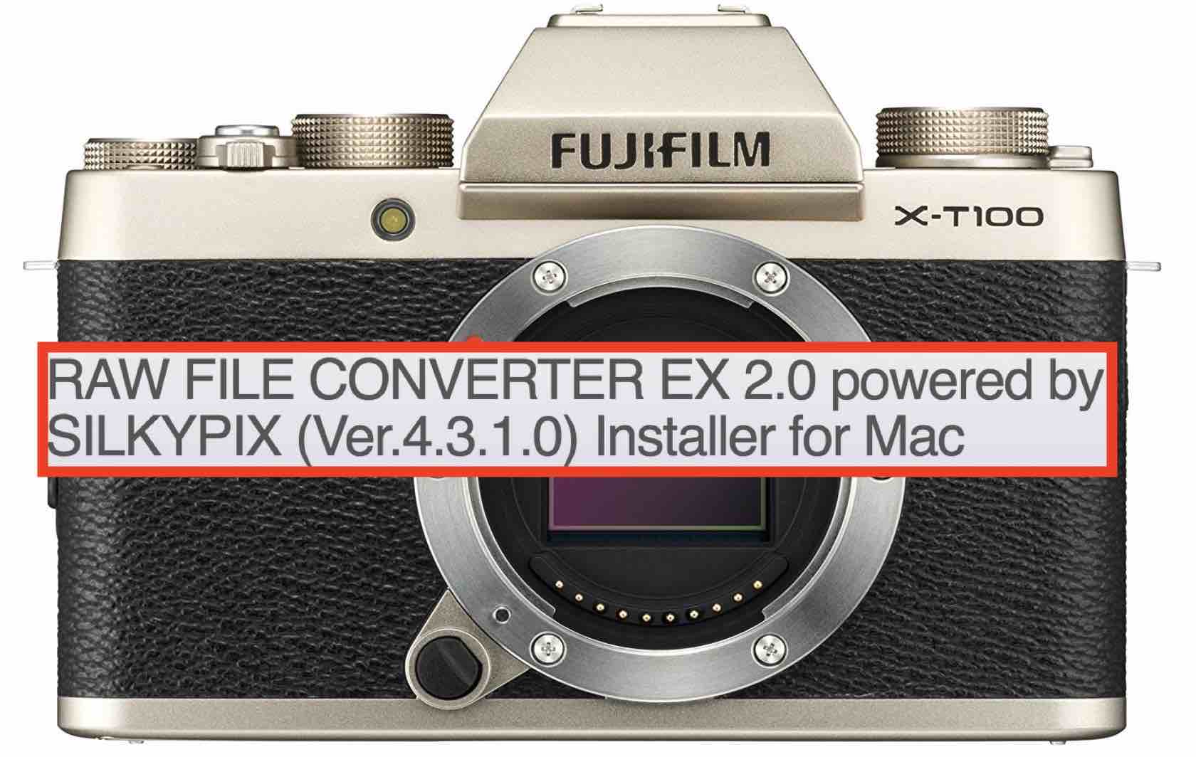 RAW FILE CONVERTER EX 2.0 ver.4.3.1.0 adds Fujifilm XT100 Support
