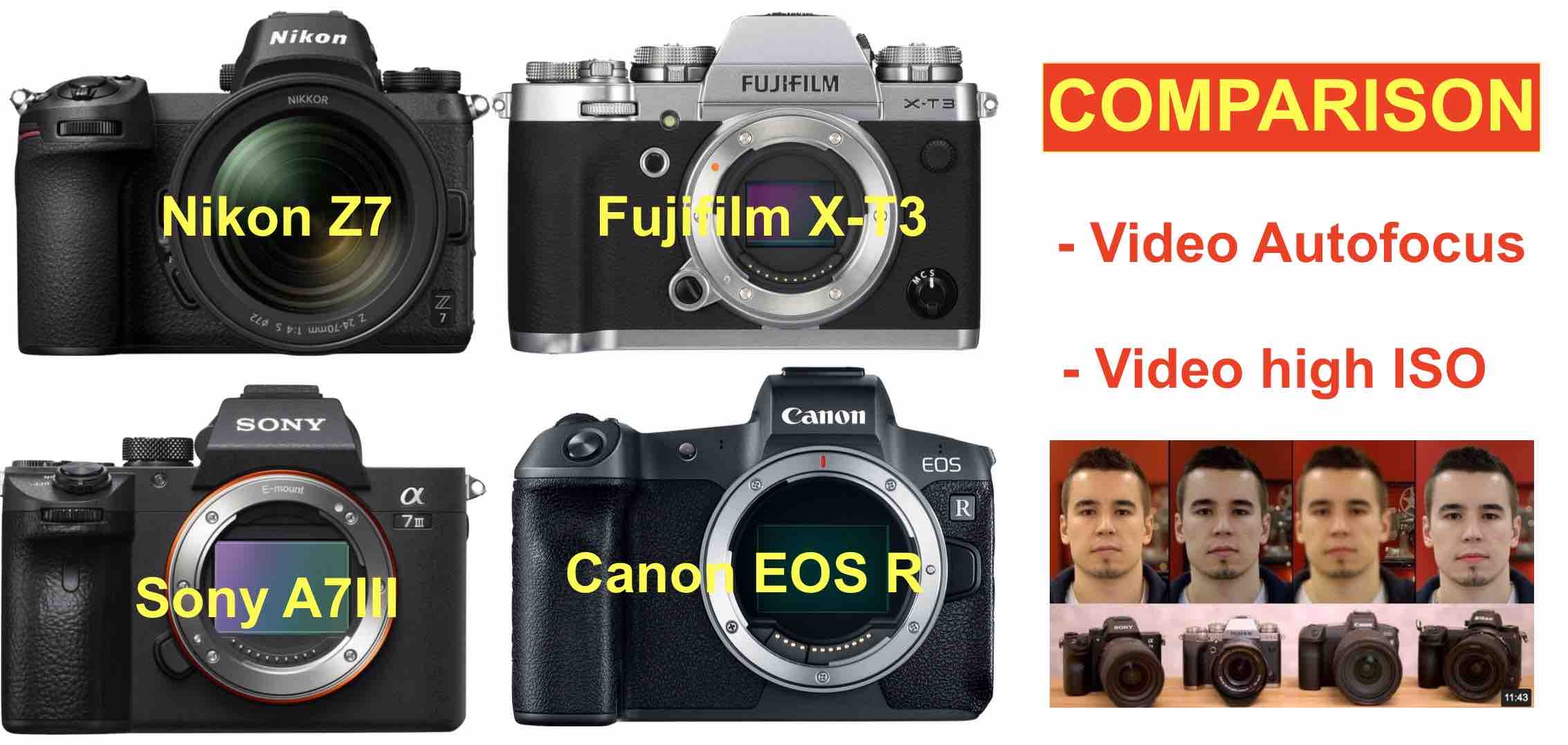 Canon nikon сравнение. Canon EOS R vs Sony a7 3. Sony a7iii vs Fujifilm. Canon vs Nikon vs Sony. Sony a7iii native ISO.