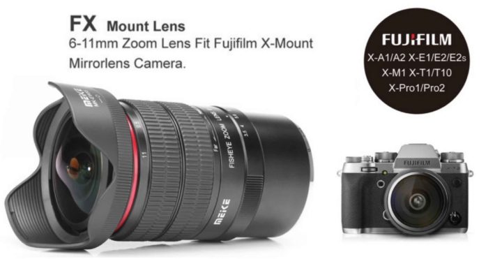 MEIKE 6-11mm F/3.5 Fish Eye Zoom Lens APS-C Frame Compatible with Fujifilm Camera Such as X-T1 X-T2 X-T20 X-T3 