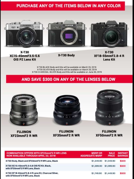 vervormen Monet sla HOT DEAL: Buy FUJIFILM X-T30 and Save $300 on Fujinon XF 23mm, 35mm or 50mm  F2 Lens! - Fuji Rumors