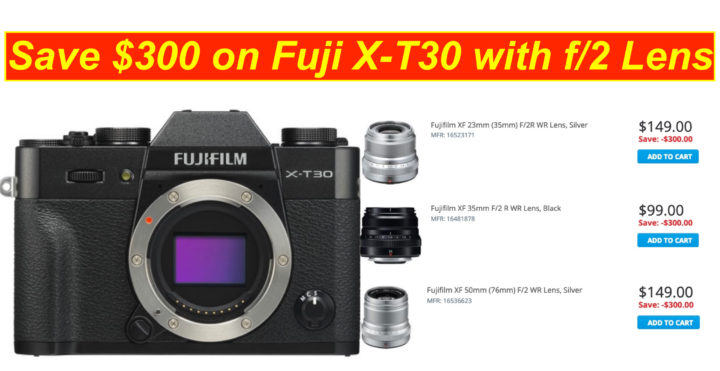 FUJIFILM X-T30 Mirrorless Camera with 35mm f/2 Lens and