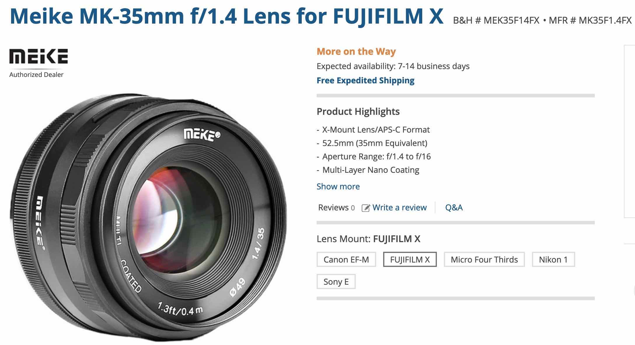 meike 35mm 1.4 e mount