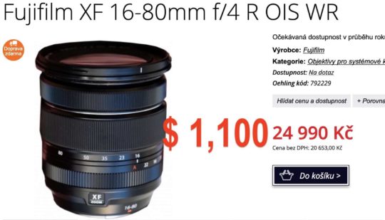 Czech Store Lists Fujifilm Fujinon XF33mm f/1.0 for $3,100 and XF16