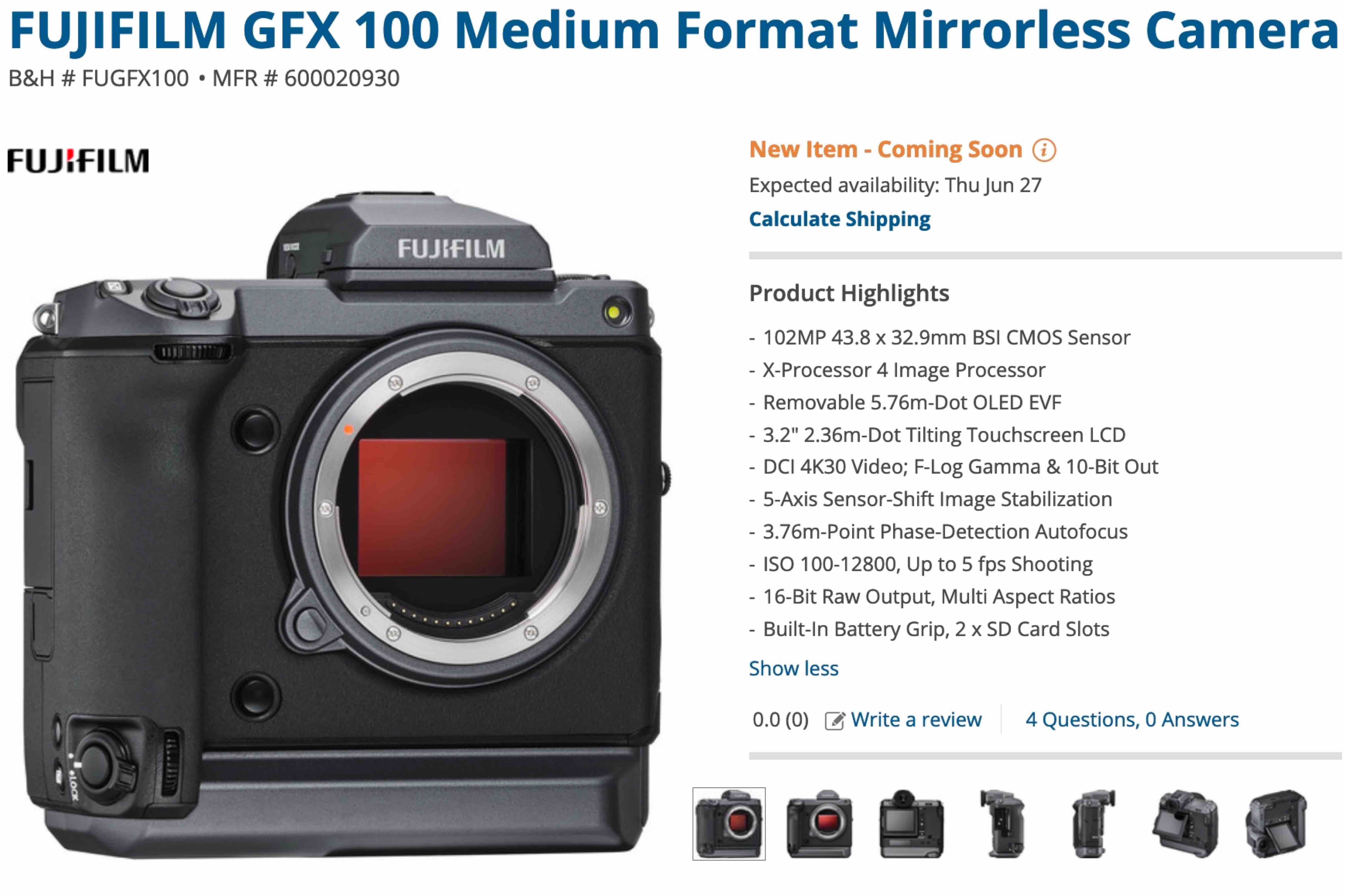 fuji medium format gfx 100