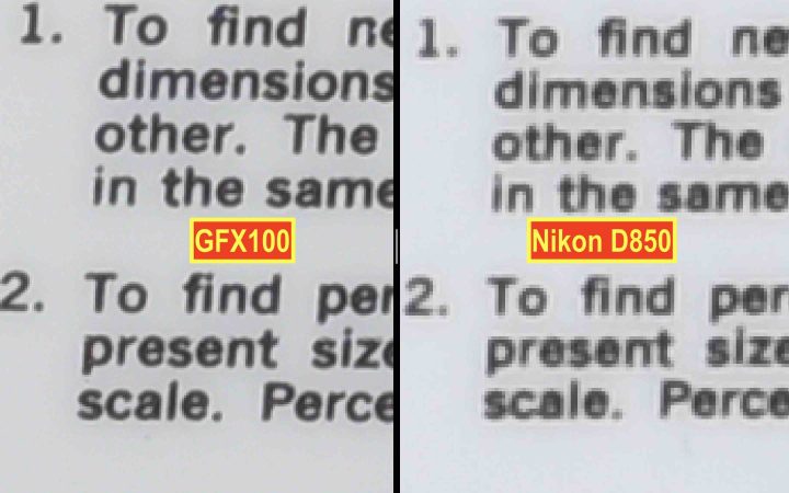 Fujifilm GFX 100 vs Nikon D850 @ ISO100