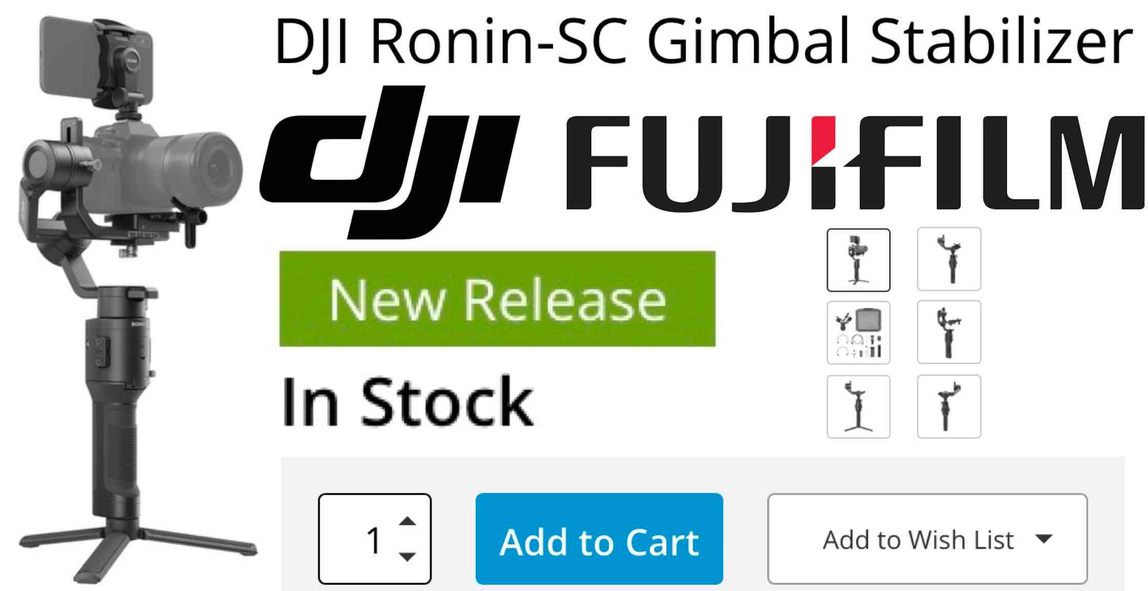 meesteres troosten Previs site DJI Ronin-SC Gimbal Launched with Fujifilm X-T3, X-T30, X-T2, X-T20 and  X-H1 Support - Fuji Rumors