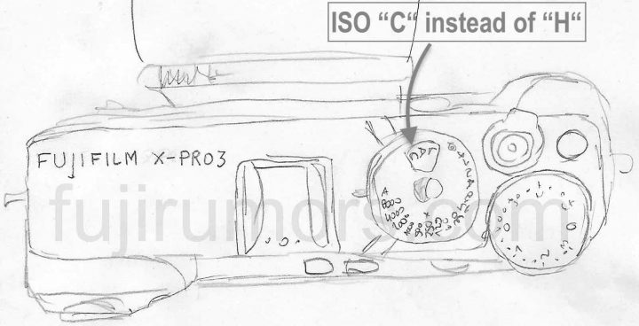 Fujifilm X-Pro3 Top View - ISO dial has "C" instead of "H"