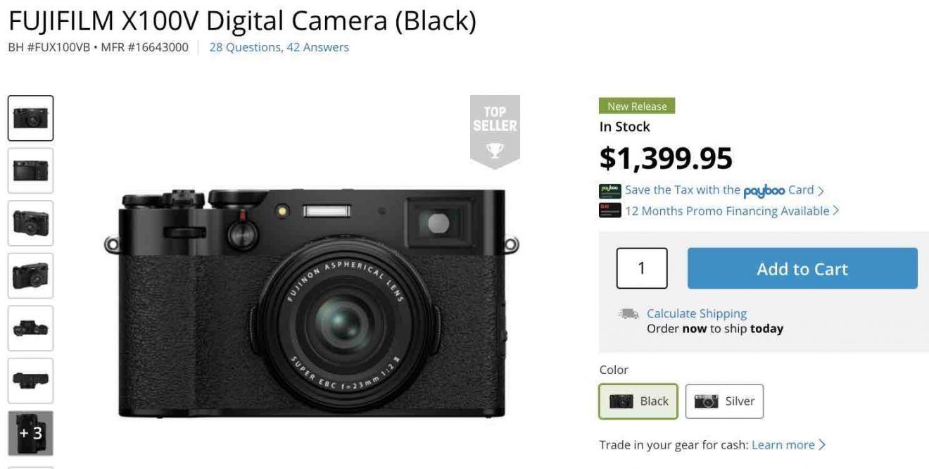 Fujifilm X100V (Black) in Stock Fuji Rumors