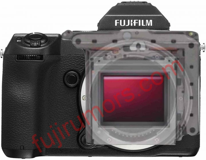 the current GFX100 IBIS unit mounted on the Fujifilm GFX50S - made by fujirumors.com