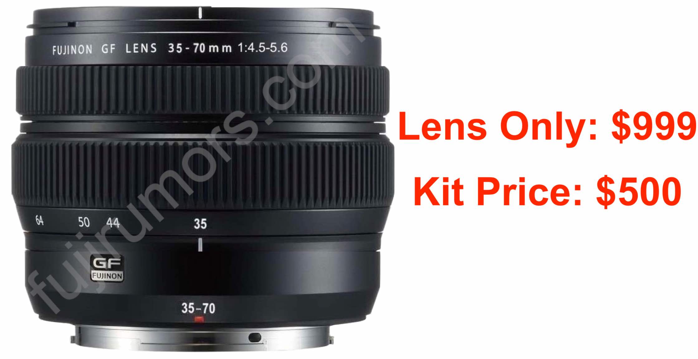 Fujinon GF35-70mmF4.5-5.6 to Cost $999 (Lens Only) and $500