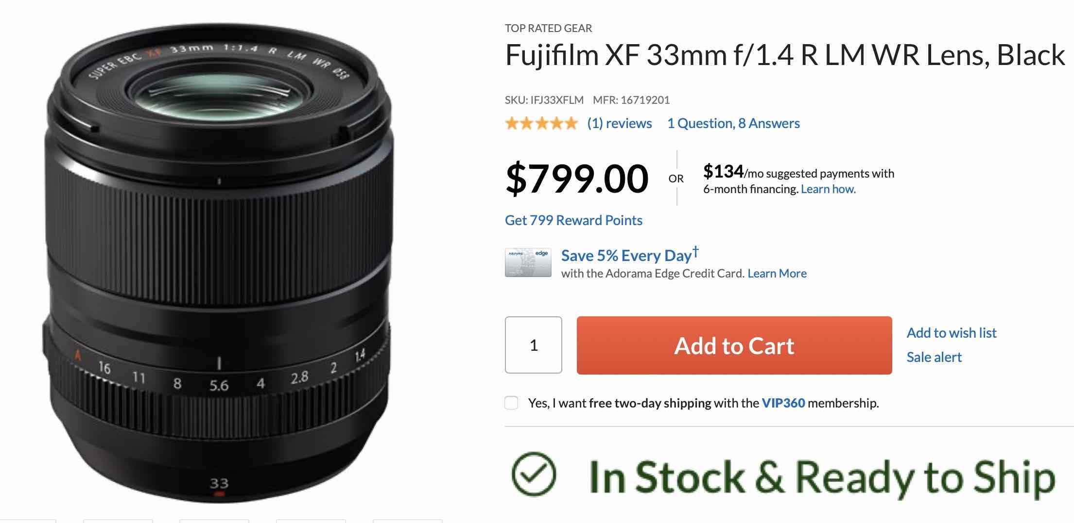 Fujinon XF33mm f/1.4 R LM WR In Stock Now - Fuji Rumors