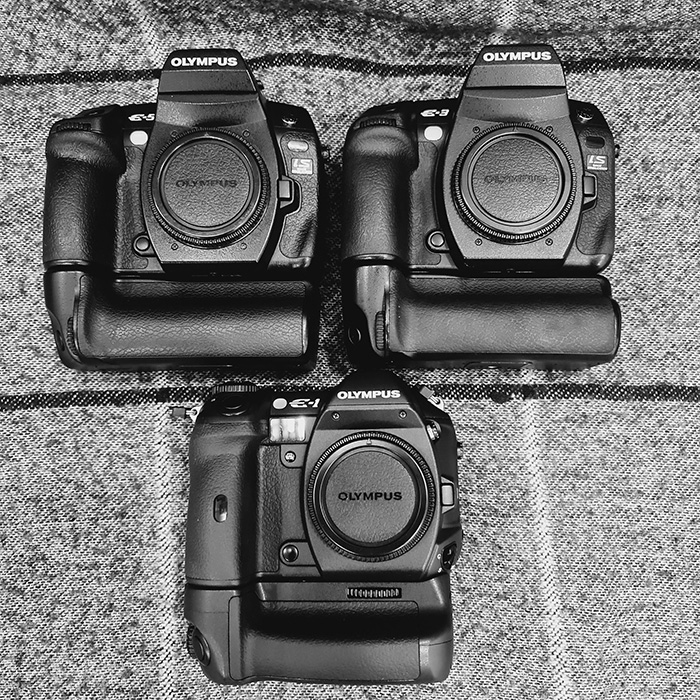 Olympus's digital triplet: Olympus E-1 (5MP, 2003), Olympus E-3