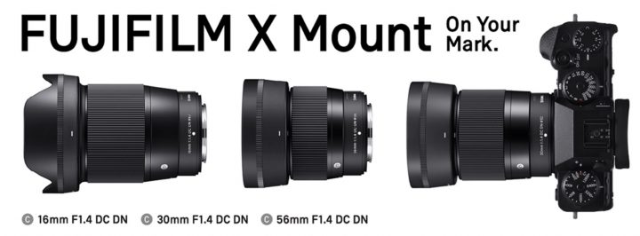 Sigma Joins Fujifilm X Mount with 16mmF1.4, 30mmF1.4 and 56mmF1.4