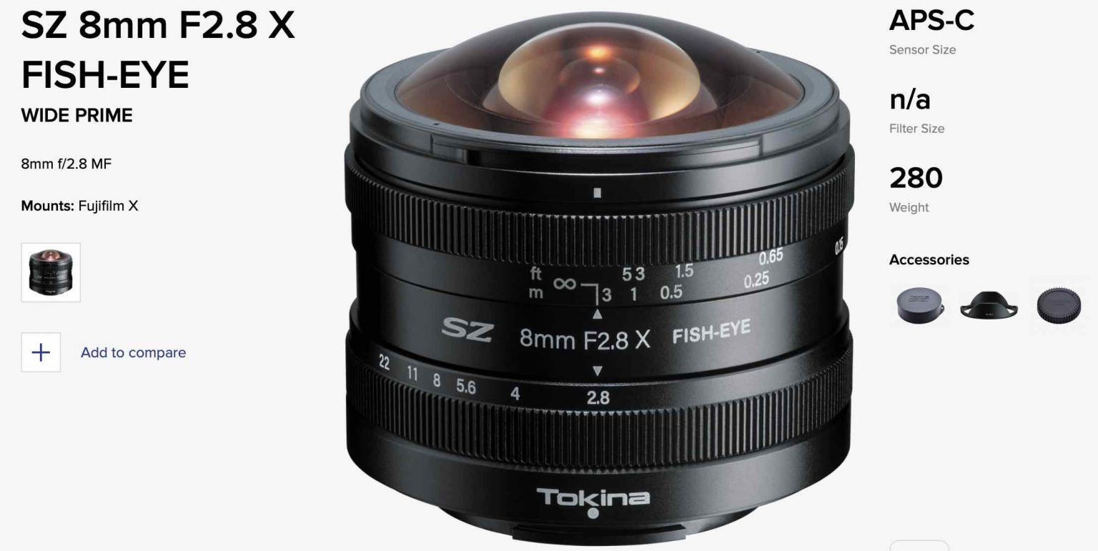 Tokina SZ 8mm f/2.8 Fisheye Lens for Fujifilm X Cameras Announced