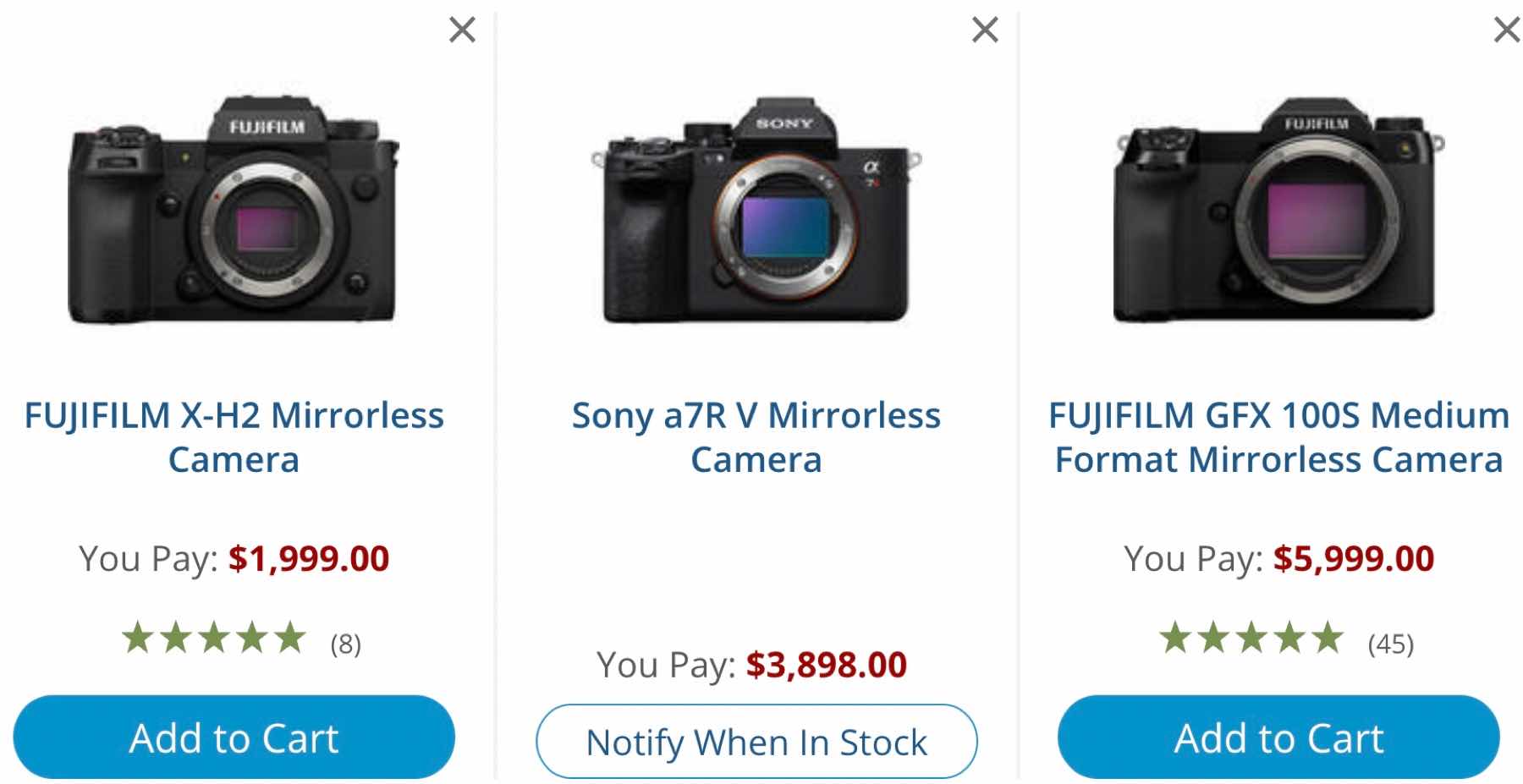 Sony A7rV vs Fujifilm XH2 vs Fujifilm GFX100S The Complete Specs Comparison Fuji Rumors