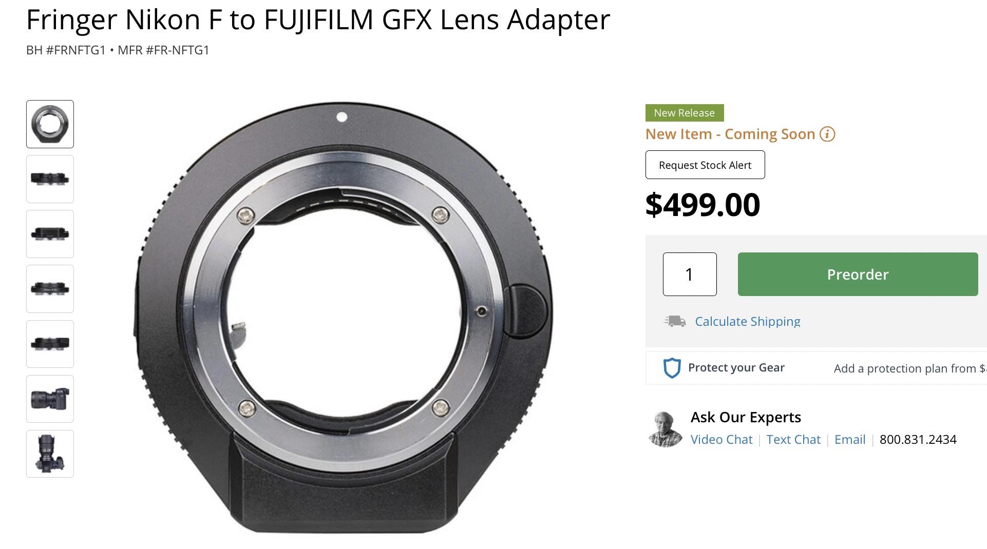 Fringer FR-NFTG1 Nikon F to Fujifilm GFX Smart AF Adapter
