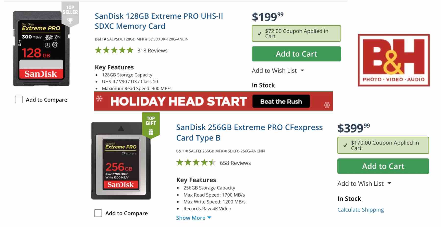 BHphoto Holiday Season Kicks Off with Nice Deals on SanDisk