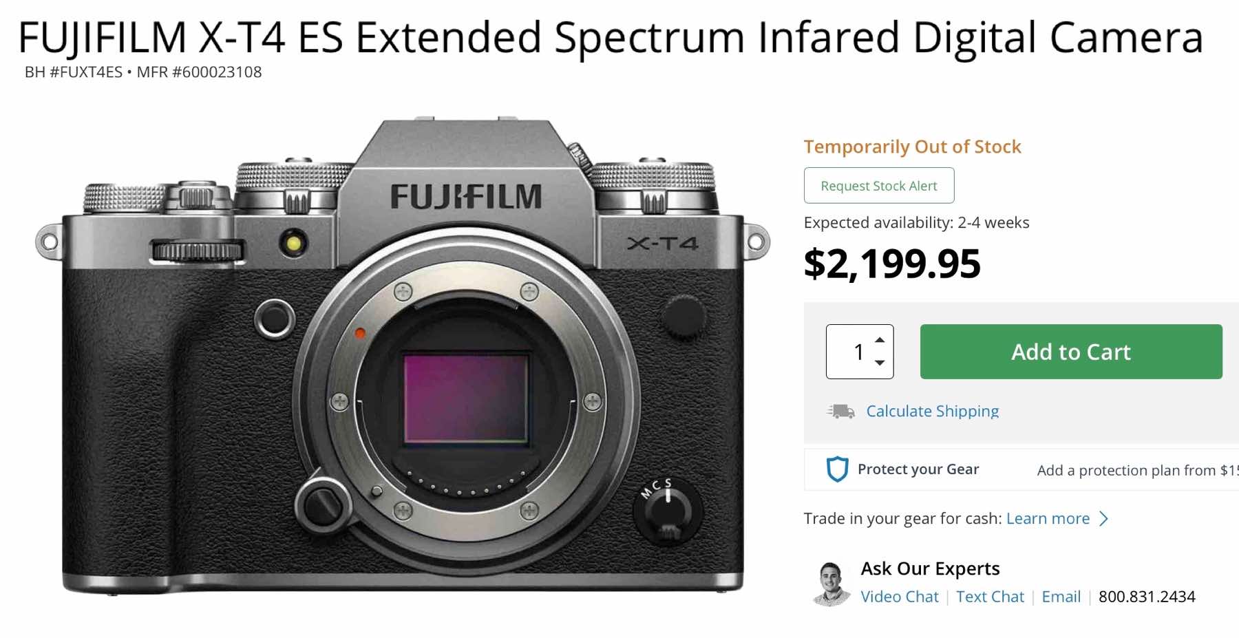 Fujifilm X-T4 ES Extended Spectrum Infrared Camera Available Now