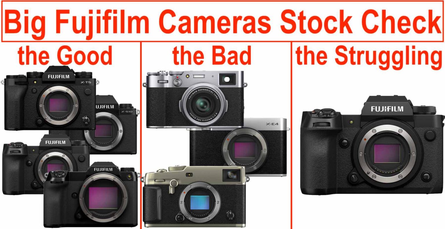 Fujifilm X100V Stock in Fall 2023? The Bad (X100V, XE4, XPro3), the Good (XT5, XH2S, GFX