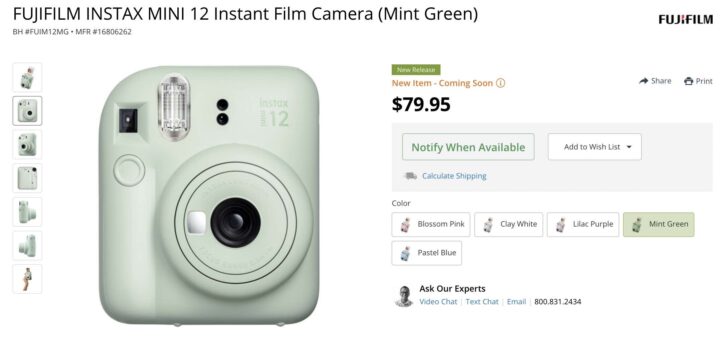 Fujifilm Instax mini 12 Mint Green