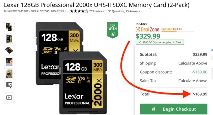 Lexar Professional 2000x SD Card 128GB, SDXC UHS-II Memory Card