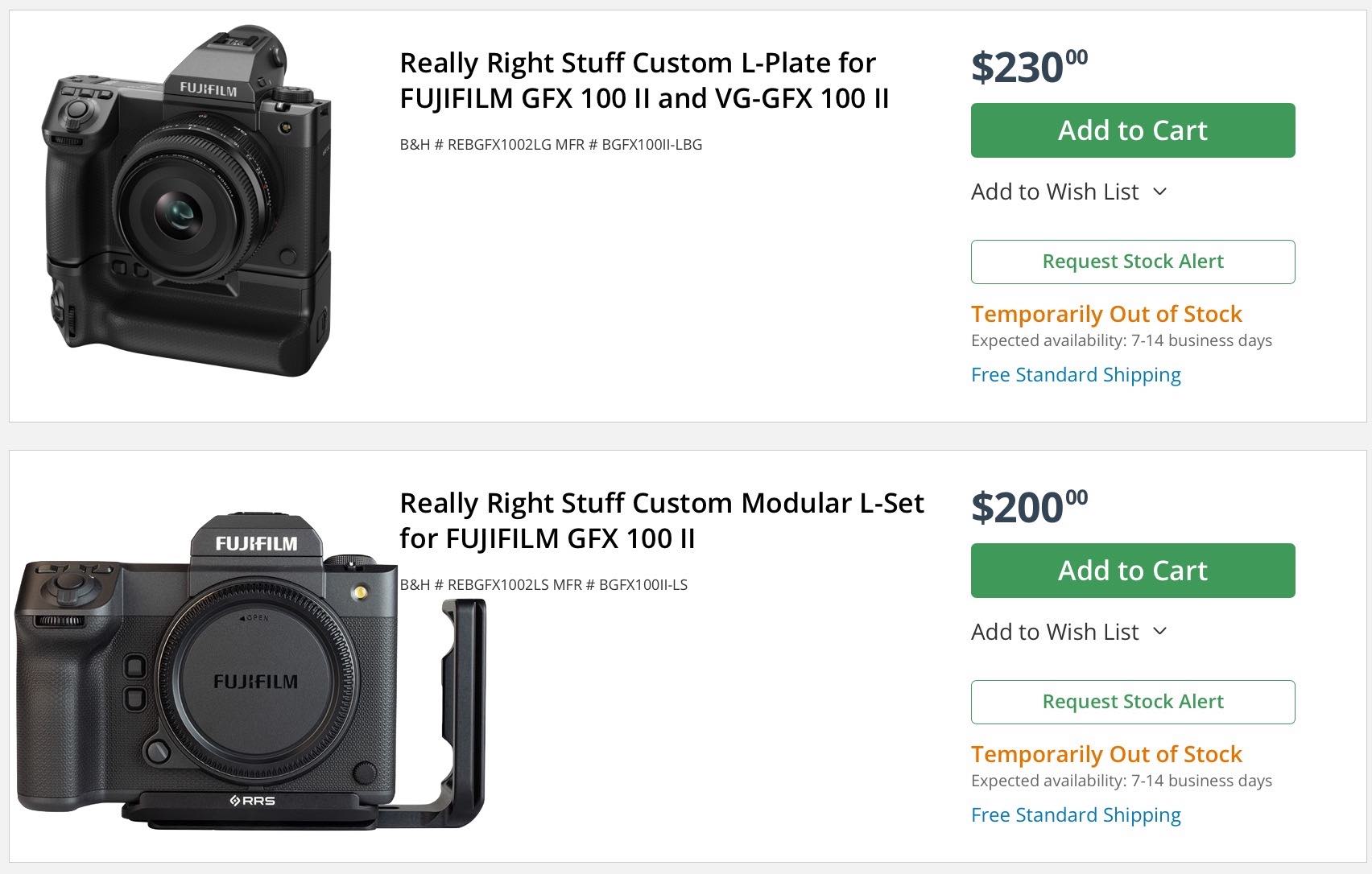 Fujifilm GFX100 II Really Right Stuff Plates Available for Pre