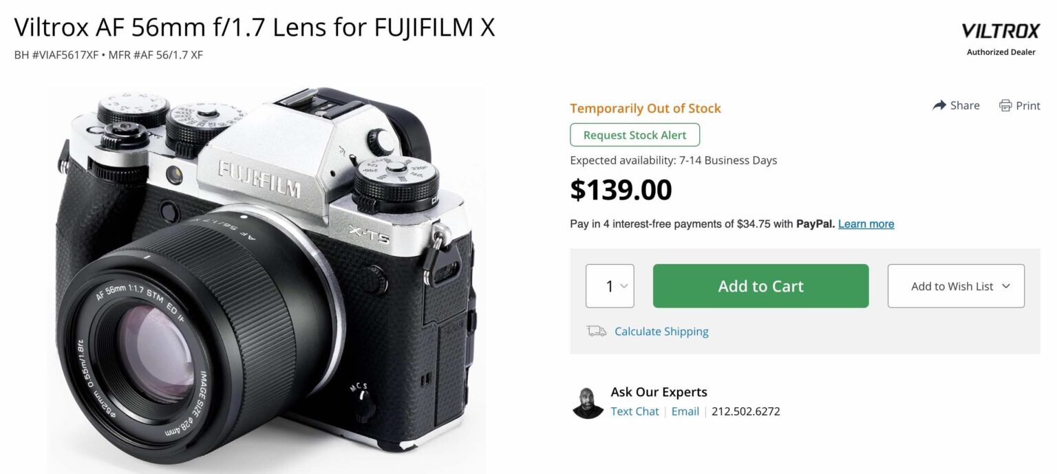 Viltrox af 56mm f 1 7 lens available for order fuji rumors