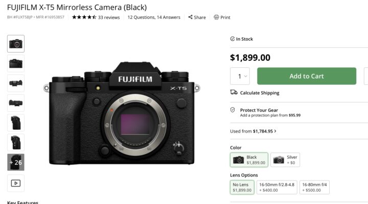 X-T5 going to cost $1,999 starting August 30