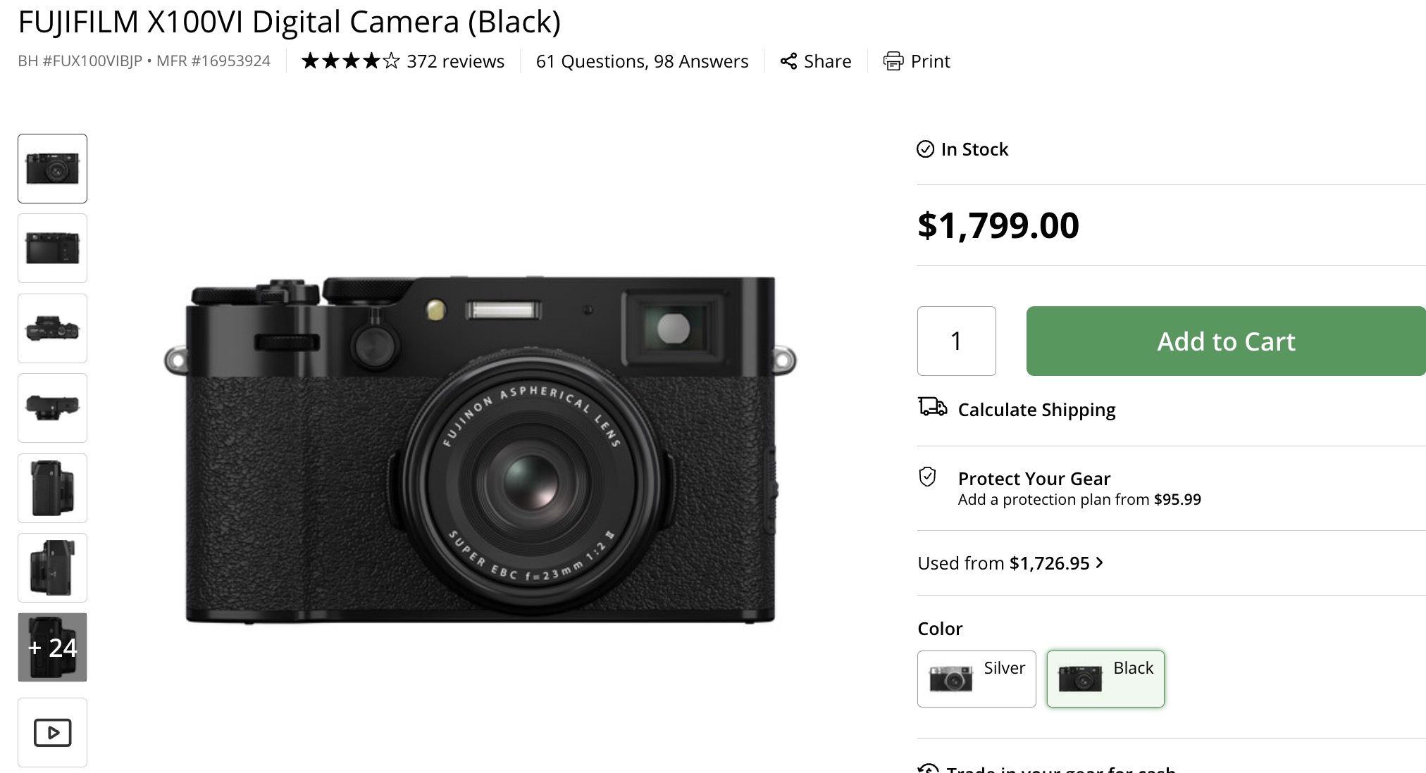 fujifilm x100vi ブラック 多言語対応 FUJIFILM X100VI Digital Camera (Black)
