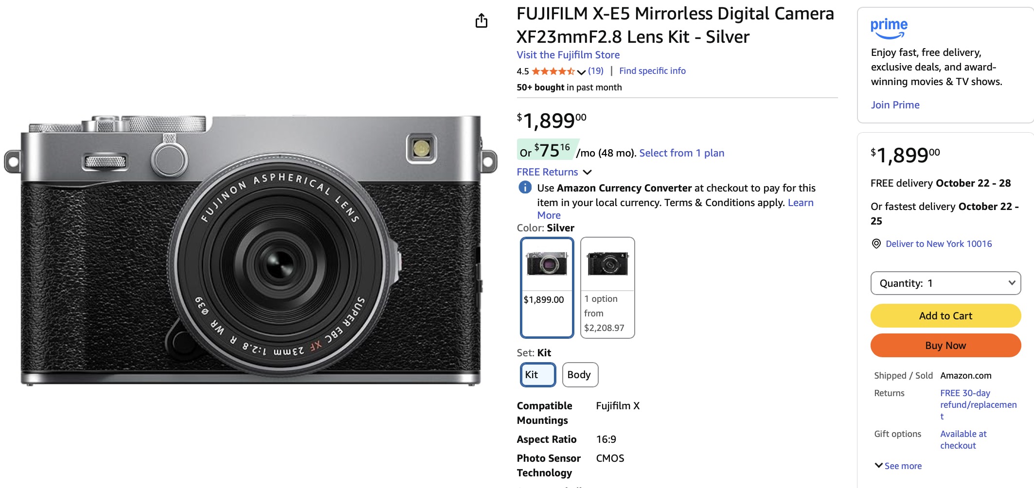 Silver Fujifilm X-E5 + XF23mmF2.8 Gets a Firm Amazon Shipping Date
